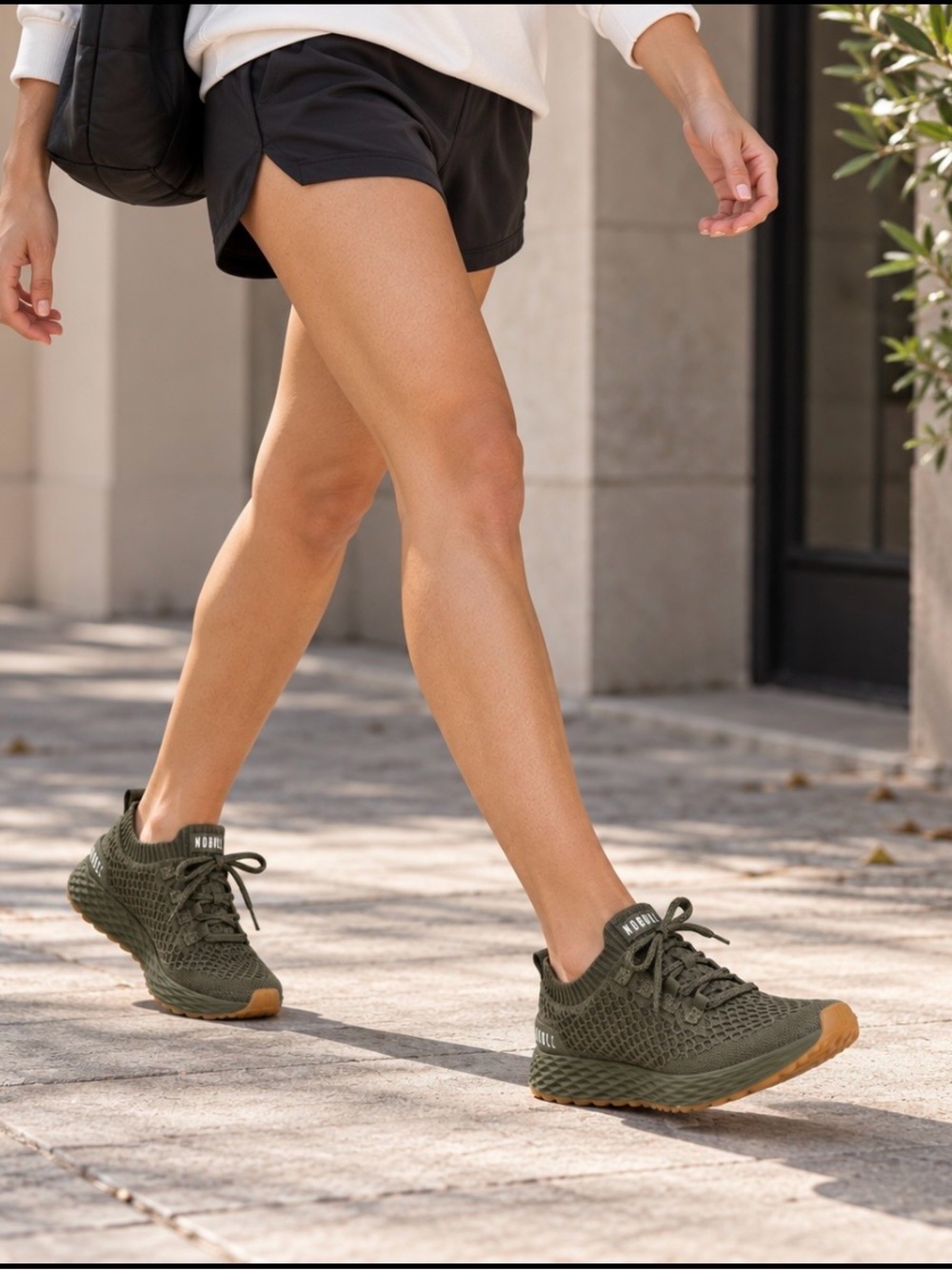 NOBULL Knit Runner Sneakers Olive Green Gum Sole Athletic Shoes NWOB M 7.5 W 9
